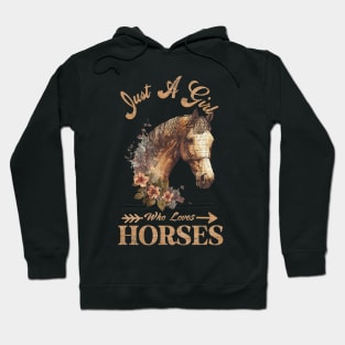 Vintage Retro Just A Girl Who Loves Horses Hoodie